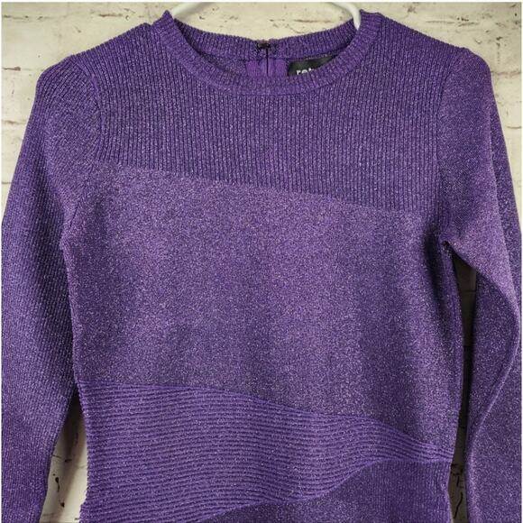 Retrofete Sonja Rib Knit Dress in Metallic Purple Size XL NWT Long Sleeve - Picture 3 of 13